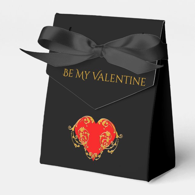 Bold Romantic Valentine Red Goth Heart  Favour Box (Front Side)