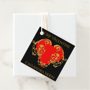 Bold Romantic Valentine Red Goth Heart Favour Tags