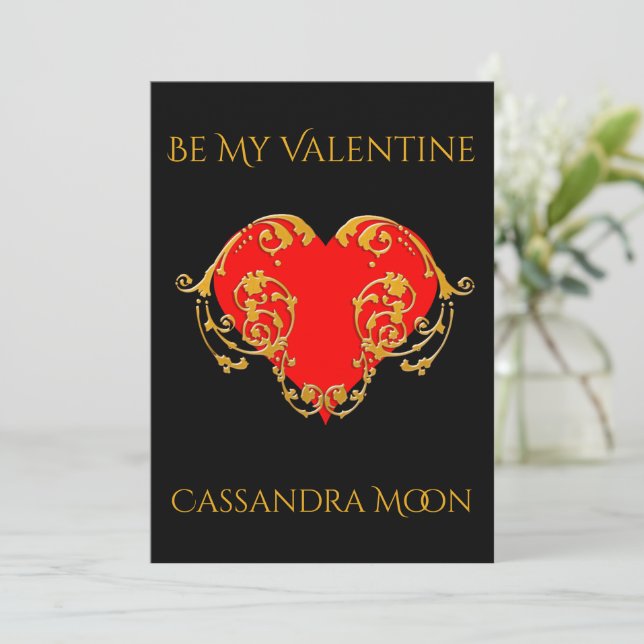 Bold Romantic Valentine Red Goth Heart Holiday Card (Standing Front)