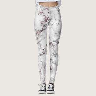 Bold Rose Gold Black and White Marble Leggings