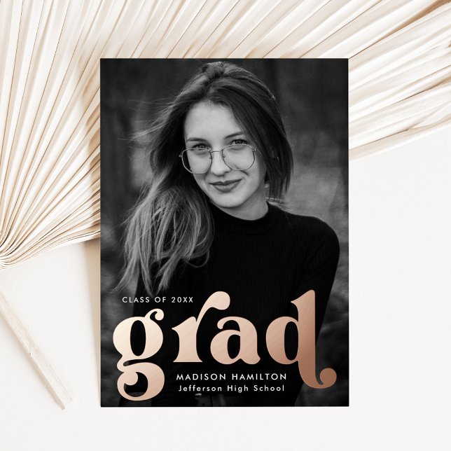 Bold Rose Gold Typography Graduation Announcement (Creator Uploaded)