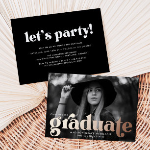 Bold Rose Gold Typography Graduation Party