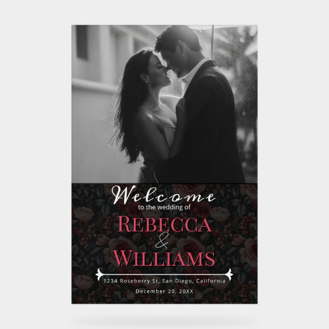 Bold Rose Traditional Wedding Signs (Front)