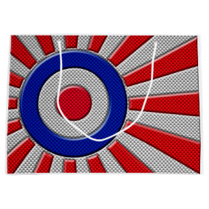 Bold Roundel Sunburst Design in Carbon Fibre Style Large Gift Bag