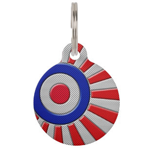 Bold Roundel Sunburst Design in Carbon Fibre Style Pet Tag