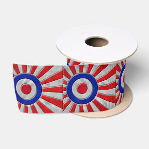 Bold Roundel Sunburst Design in Carbon Fibre Style Satin Ribbon