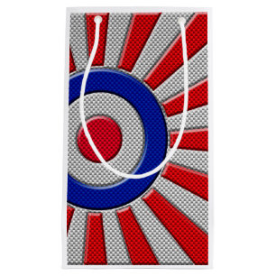 Bold Roundel Sunburst Design in Carbon Fibre Style Small Gift Bag