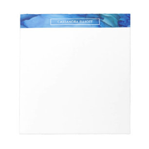 Bold Royal Blue Alcohol Ink Liquid Abstract Art Notepad