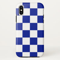 Bold Royal Blue and White Chequerboard Pattern