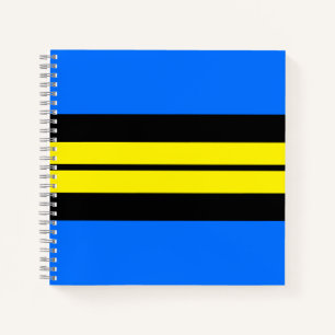 Bold Royal Blue Bright Yellow Black Racing Stripes Notebook
