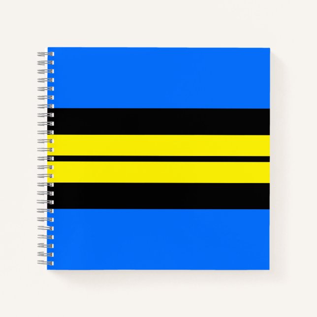 Bold Royal Blue Bright Yellow Black Racing Stripes Notebook (Front)