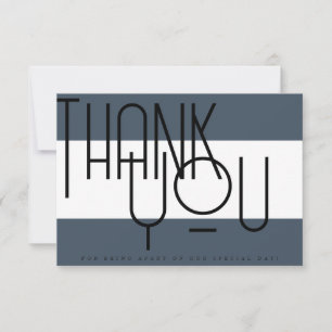 Bold Royal Blue Opulence, Typography Photo Wedding Thank You Card