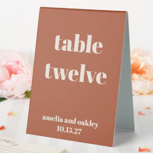 Bold Rust Fall Retro Custom Wedding Number