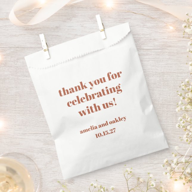 Bold Rust Fall Retro Custom Wedding Thank You  Favour Bags (Clipped)