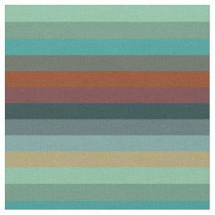 Bold Rust & Teal Horizontal Stripes Fabric