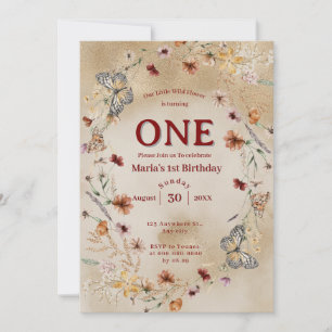 Bold Rustic Wildflower Floral Baby Birthday Invitation