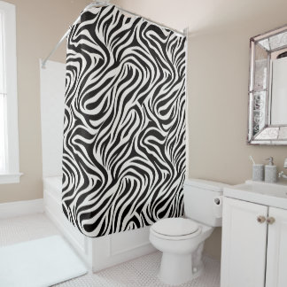Bold Safari Zebra Print Bathroom Curtain