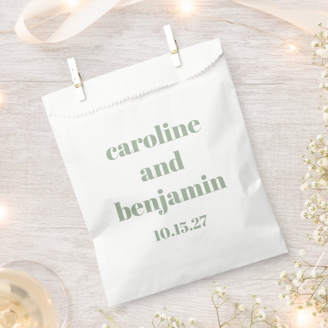 Bold Sage Green Chic Modern Wedding Custom Favour Bags (Clipped)
