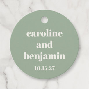 Bold Sage Green Chic Modern Wedding Custom Favour Tags