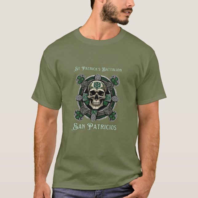 Bold Saint Patricks Battalion San Patricios Skull T-Shirt (Front)
