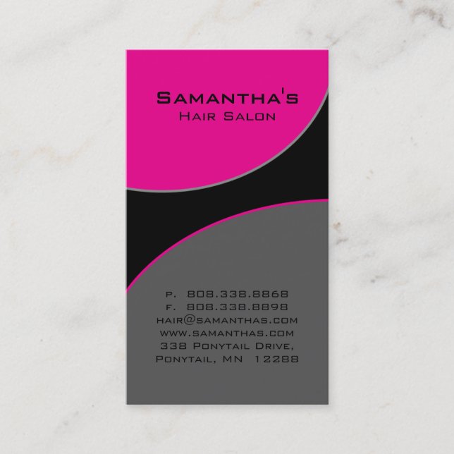 Bold Salon Spa Business Card pink grey (Front)