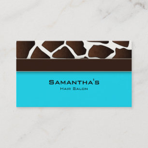 Bold Salon Spa Business Card trendy giraffe blue