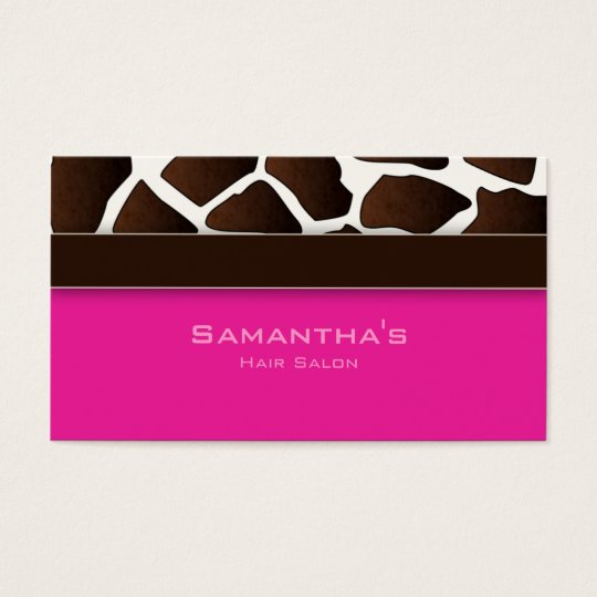 Bold Salon Spa Business Card trendy giraffe pink
