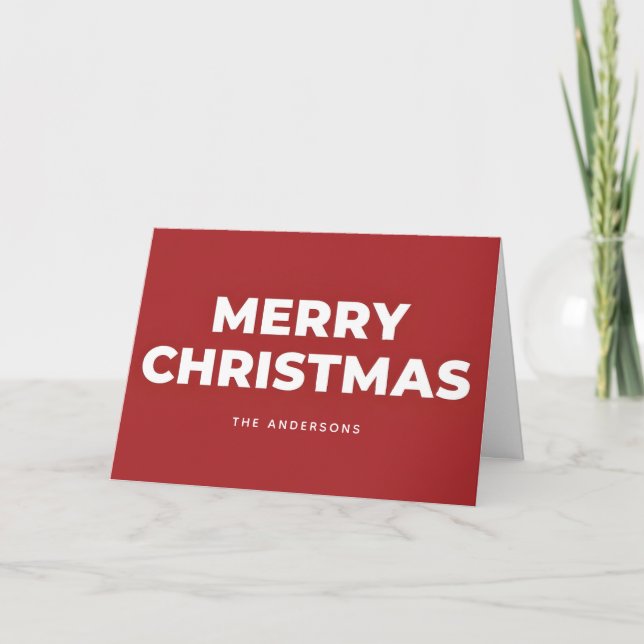 Bold Sans Retro Script Merry Christmas Holiday Card (Front)