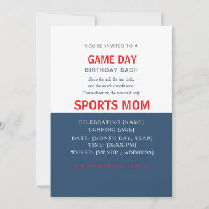 Bold Sans Serif Funny Invitation sports mum