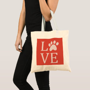 Bold Sans Serif Funny Tote Bag paw prints