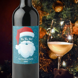 Bold Santa Customised Christmas Wine Label