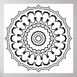 Bold Scalloped Ring Mandala with Layered Waves Poster