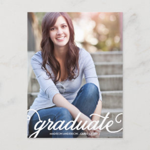 BOLD SCRIPT 2   GRADUATION INVITATION POSTCARD