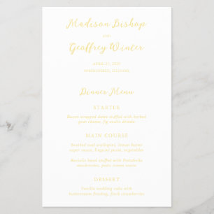 Bold Script Butter Yellow Budget Wedding Menu