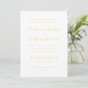 Bold Script Butter Yellow Elegant Wedding Invitation