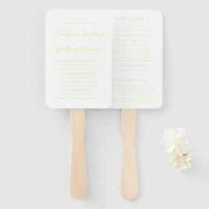 Bold Script Butter Yellow Elegant Wedding Program Hand Fan