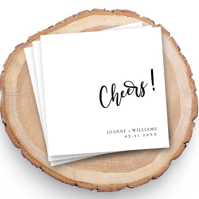 Bold Script Cheers Wedding Napkin (Celebrate in Style: Personalized 'Cheers!' Wedding Napkins)