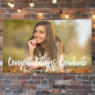 Bold Script Congratulations Graduate Photo Party Banner
