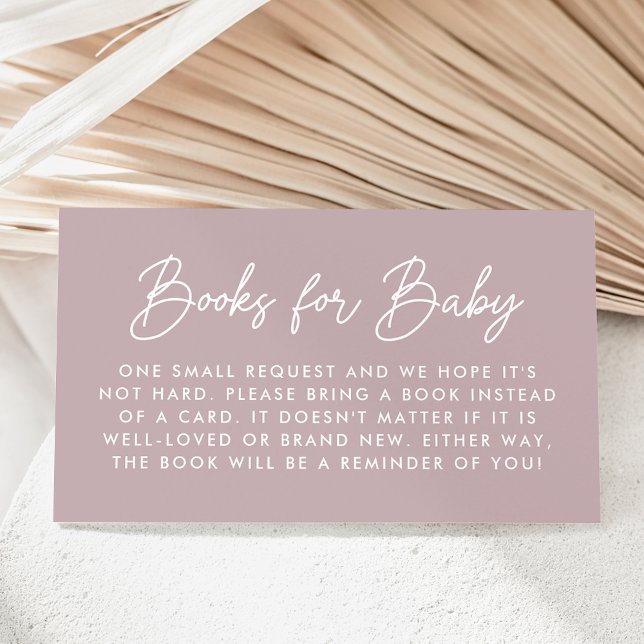 Bold Script Dusty Purple Baby Shower Book Request Enclosure Card (Creator Uploaded)