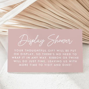 Bold Script Dusty Rose Baby Shower Display Shower Enclosure Card