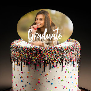 Bold Script Graduate Photo 2025 Graduation Party Cake Pick
