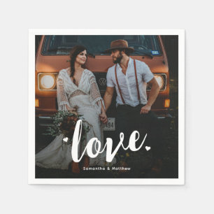 Bold Script Love Engagement Photo Napkin