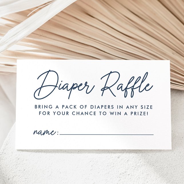 Bold Script Navy Baby Shower Diaper Raffle Enclosure Card (Creator Uploaded)