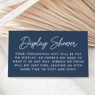 Bold Script Navy Baby Shower Display Shower Enclosure Card