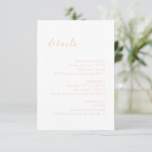Bold Script Peach Elegant Wedding Enclosure Card