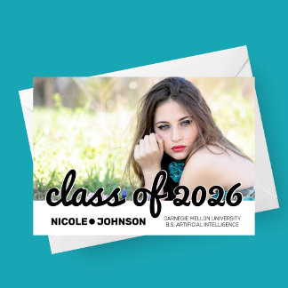 Bold Script Photo Graduation Announcement