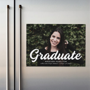 Bold Script Photo Graduation Announcement