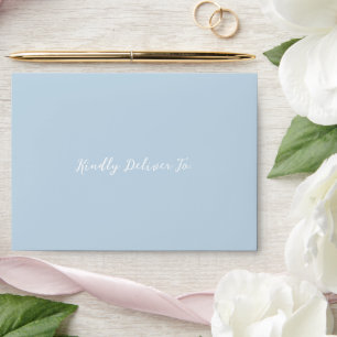 Bold Script Powder Blue Elegant Wedding Envelope