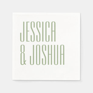 Bold Script Sage Typography White Modern Wedding  Napkin