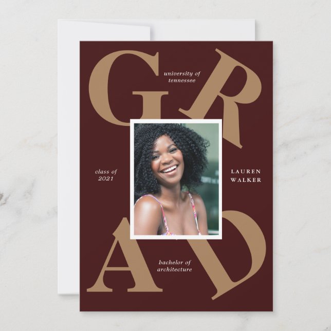 bold script school colours graduate announcement (Front)